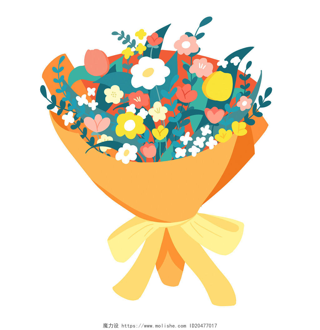 手绘感恩节情人节教师节鲜花花束元素感恩节花束元素